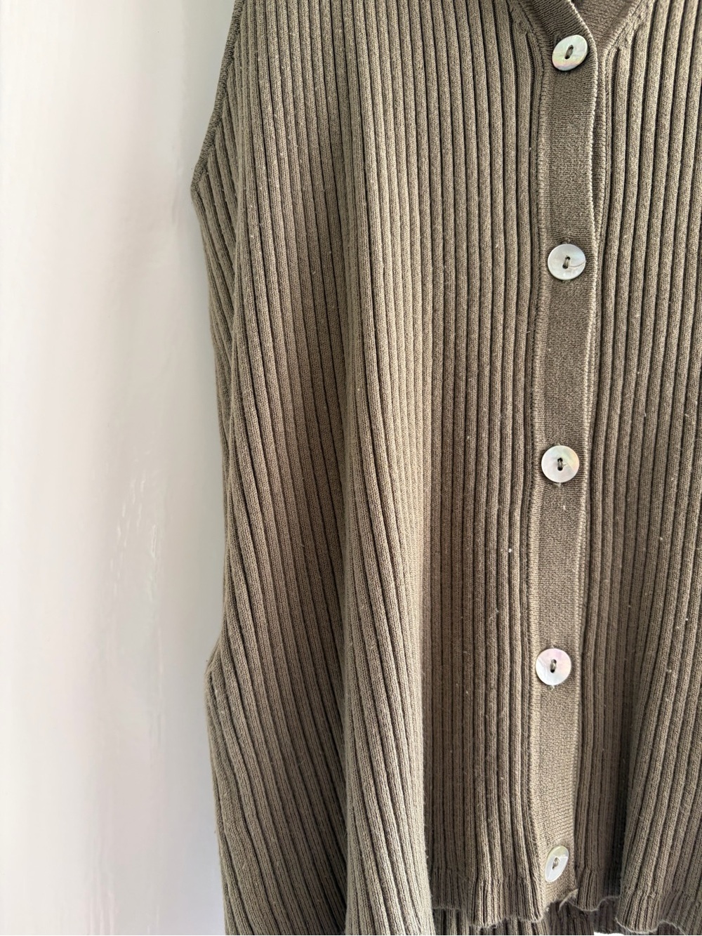 Mango Olive Ribbed Collared Button-Front Tank - Picture 5 of 6